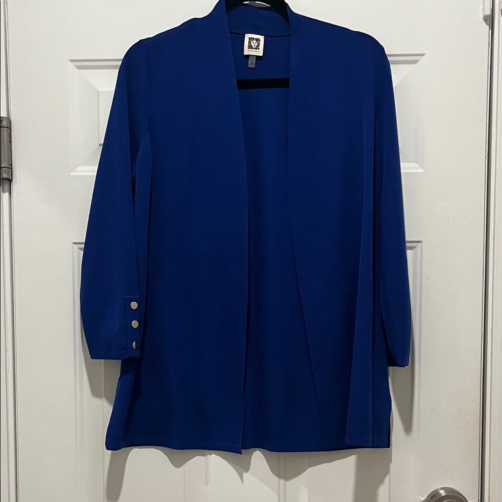 Anne Klein Royal Blue Knit Cardigan Upscale luxury fashion holiday attire Sz PL